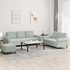 Banken loungeset met zachte fluweelstof en elegante totale afmetingen - Lichtgrijs / Met voetenbank - Banken