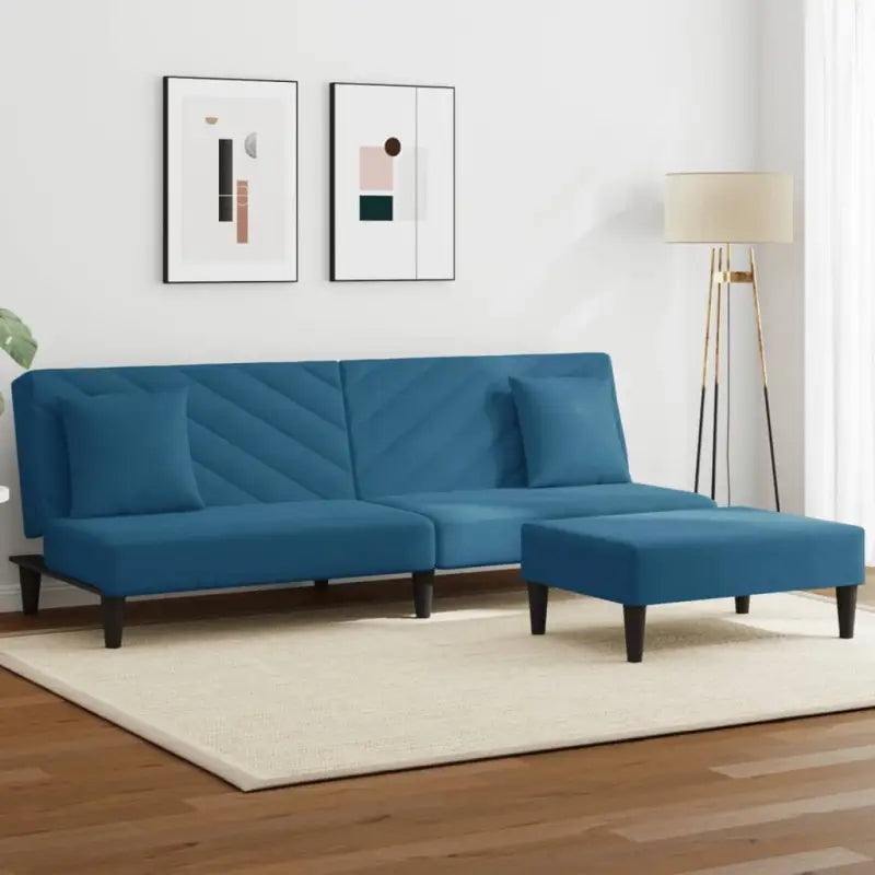Banken loungeset met zachte fluwelen bekleding en comfortabele hoogte rugleuning - Blauw / Zonder armleuning - Banken