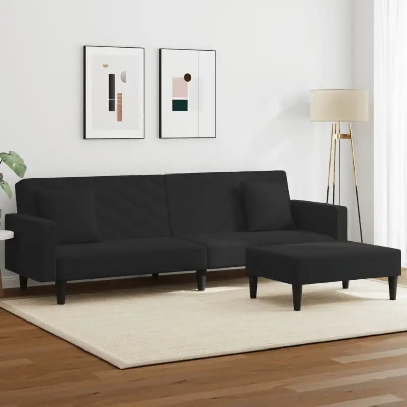 Banken loungeset met zachte fluwelen bekleding en comfortabele hoogte rugleuning - Zwart / Met armleuning - Banken