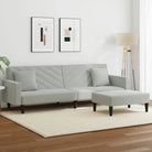 Banken loungeset met zachte fluwelen bekleding en comfortabele hoogte rugleuning - Lichtgrijs / Met armleuning - Banken