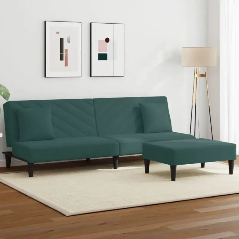 Banken loungeset met zachte fluwelen bekleding en comfortabele hoogte rugleuning - Donkergroen / Zonder armleuning