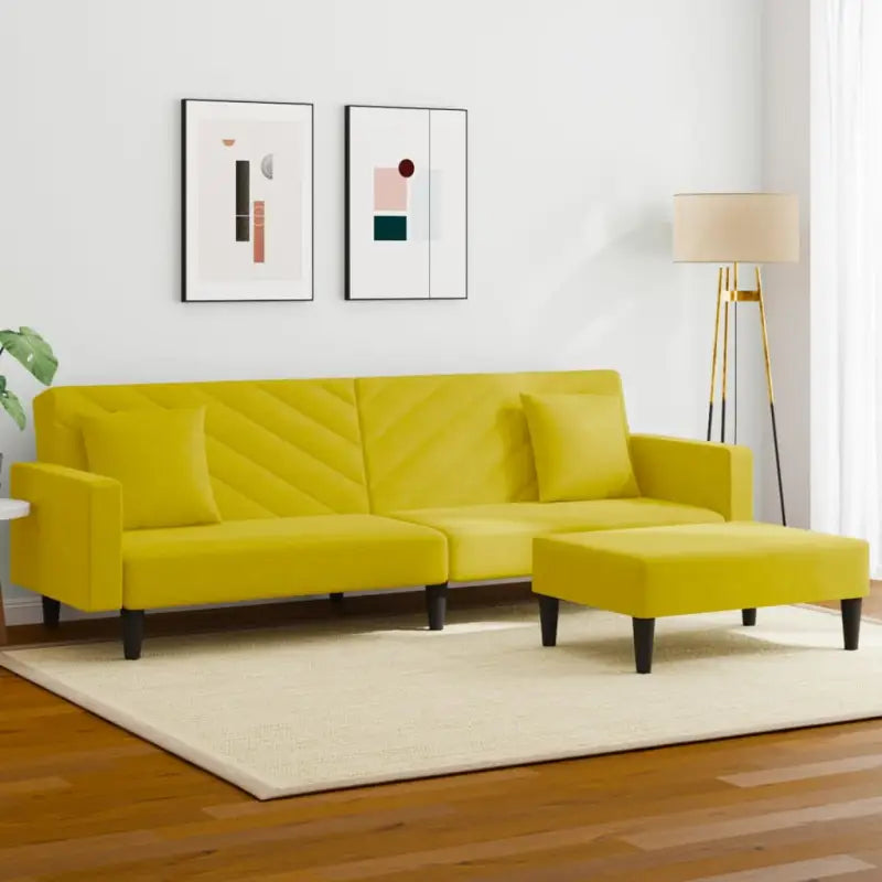 Banken loungeset met zachte fluwelen bekleding en comfortabele hoogte rugleuning - Geel / Met armleuning - Banken