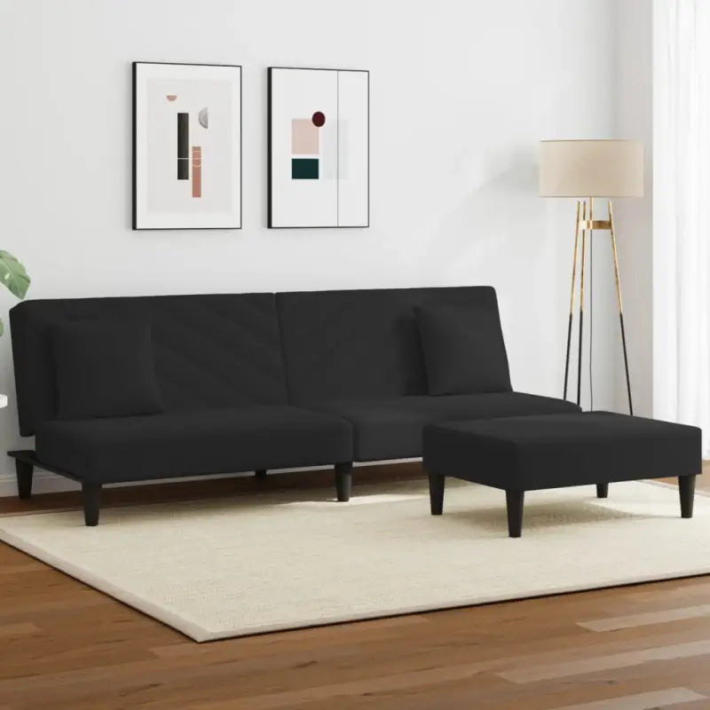 Banken loungeset met zachte fluwelen bekleding en comfortabele hoogte rugleuning - Zwart / Zonder armleuning - Banken