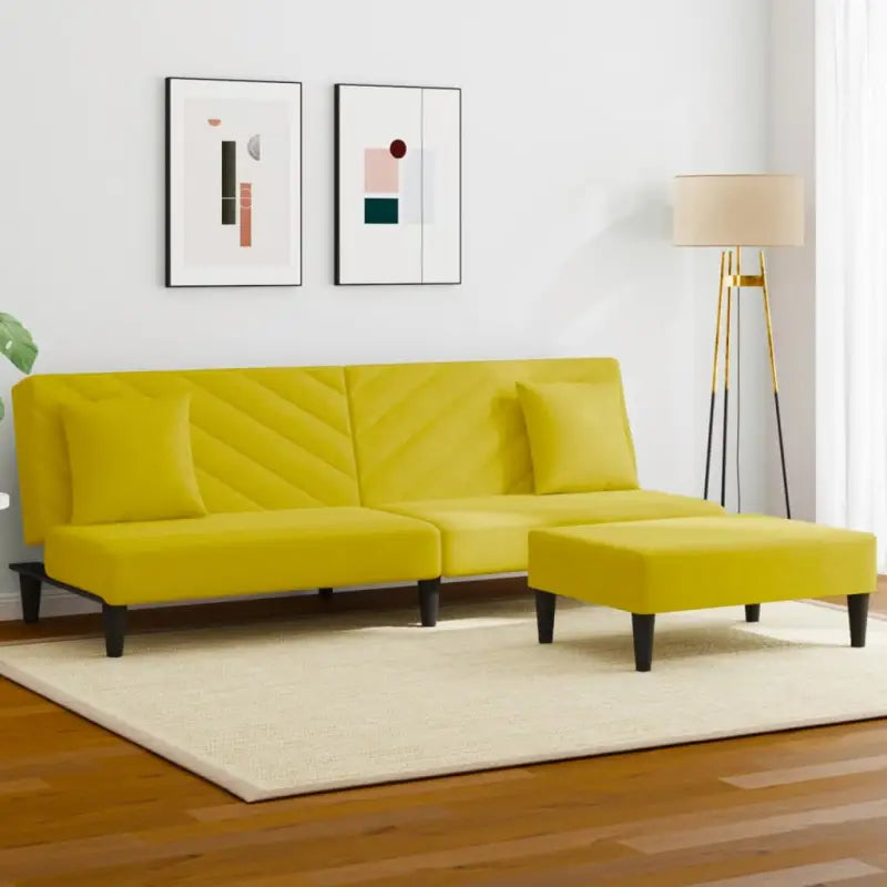 Banken loungeset met zachte fluwelen bekleding en comfortabele hoogte rugleuning - Geel / Zonder armleuning - Banken