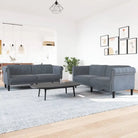 Banken loungeset met zachte fluwelen stof voor comfortabele ontspanning - Donkergrijs / 2-zits + 3-zits - Banken