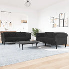 Banken loungeset met zachte fluwelen stof voor comfortabele ontspanning - Zwart / 2-zits + 3-zits - Banken