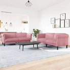 Banken loungeset met zachte fluwelen stof voor comfortabele ontspanning - Roze / 2-zits + 3-zits - Banken