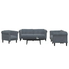 Banken loungeset met zachte fluwelen stof voor comfortabele ontspanning - Donkergrijs / 1-zits + 2-zits + 3-zits