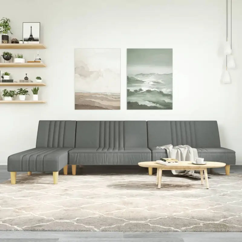 Banken met chaise longue en royale totale afmetingen voor kleine ruimtes - Donkergrijs - Banken
