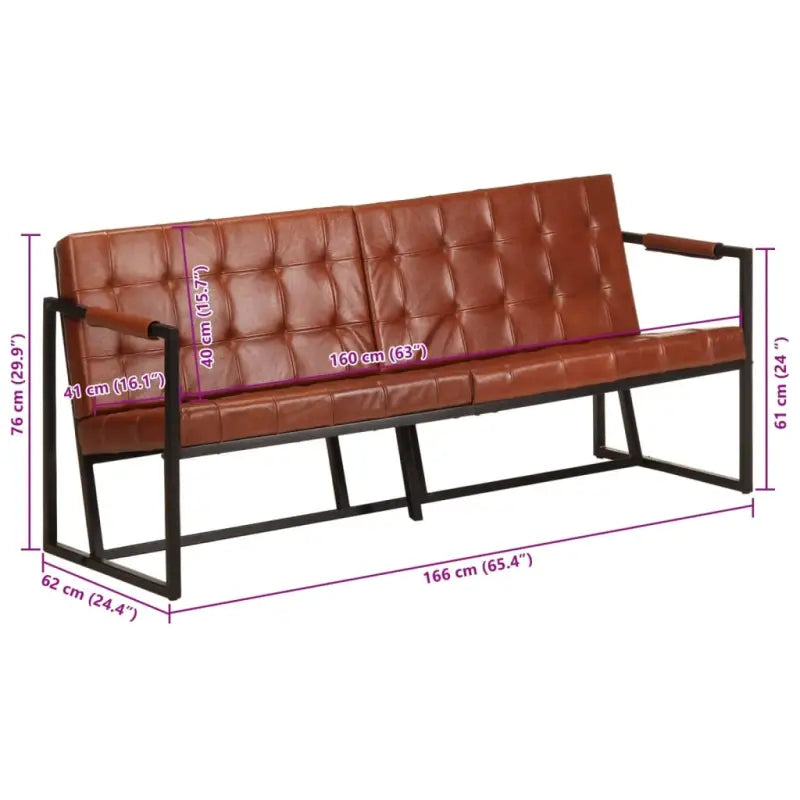 Banken met echt geitenleer voor een warm en vintage interieur - Bruin / Driezitsbank - Banken
