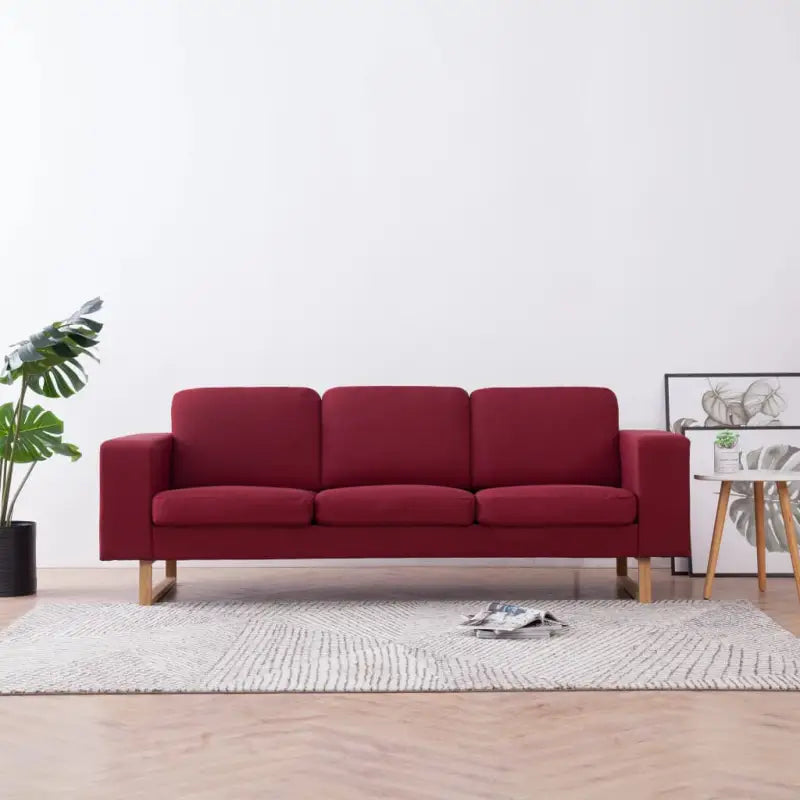 Banken met houten frame en levering bevat voor woonkamer of kantoor - Rood / Driezitsbank - Banken