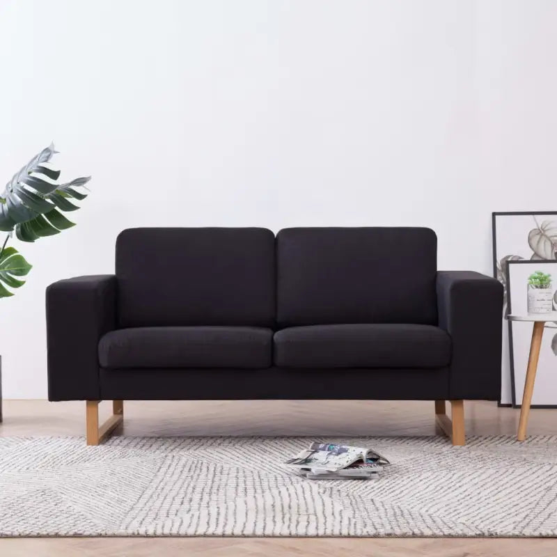 Banken met houten frame en levering bevat voor woonkamer of kantoor - Zwart / Tweezitsbank - Banken