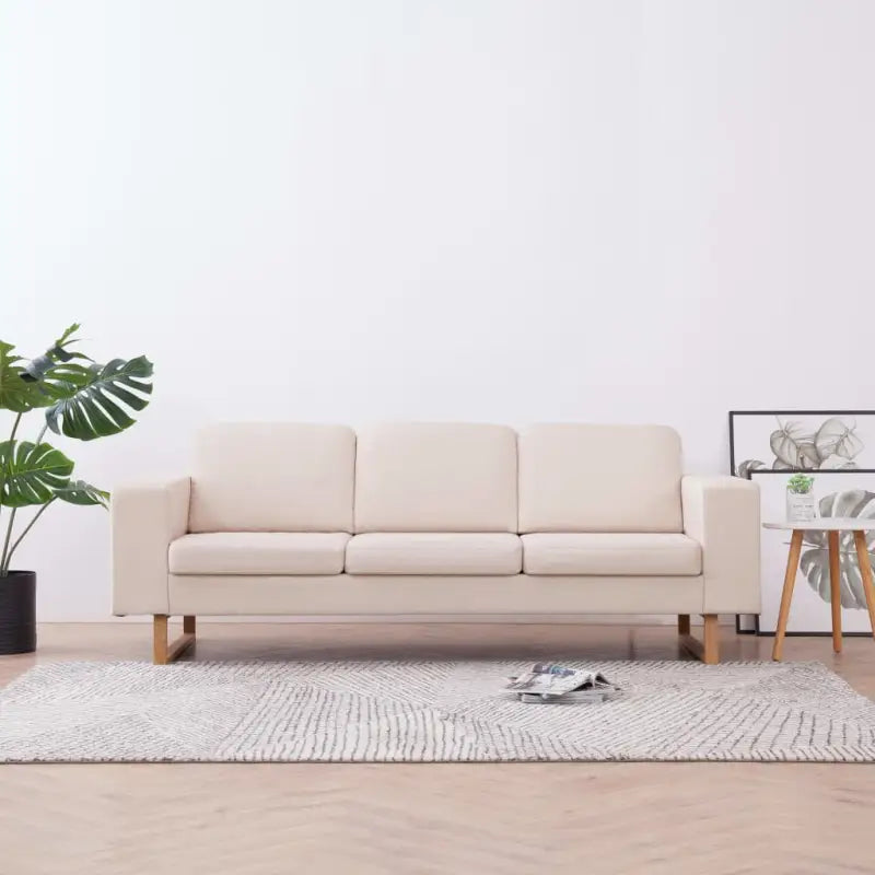 Banken met houten frame en levering bevat voor woonkamer of kantoor - Crème / Driezitsbank - Banken