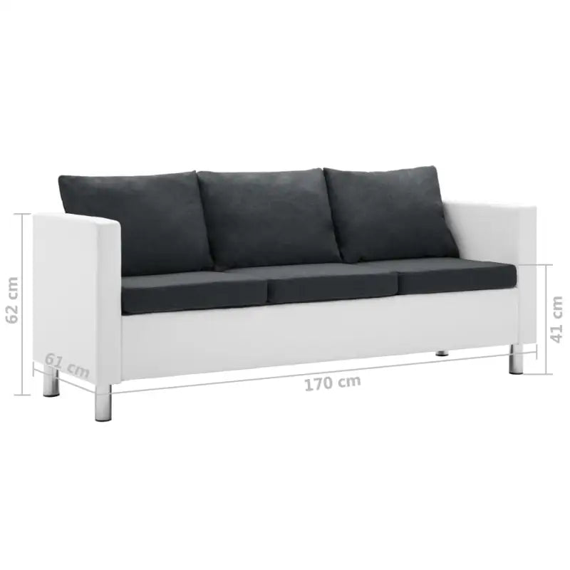 Banken met houten frame en stalen poten voor moderne stijl en comfort - Wit en donkergrijs / Driezitsbank - Banken