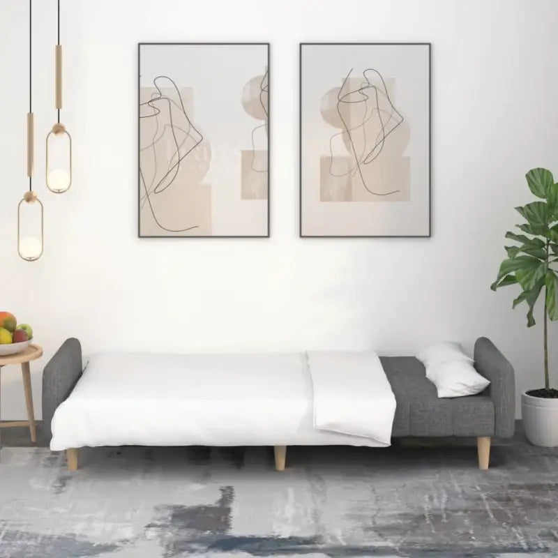 Banken met totale afmetingen en hoogte rugleuning voor slaap en zittocht - Lichtgrijs / Met armleuning - Banken