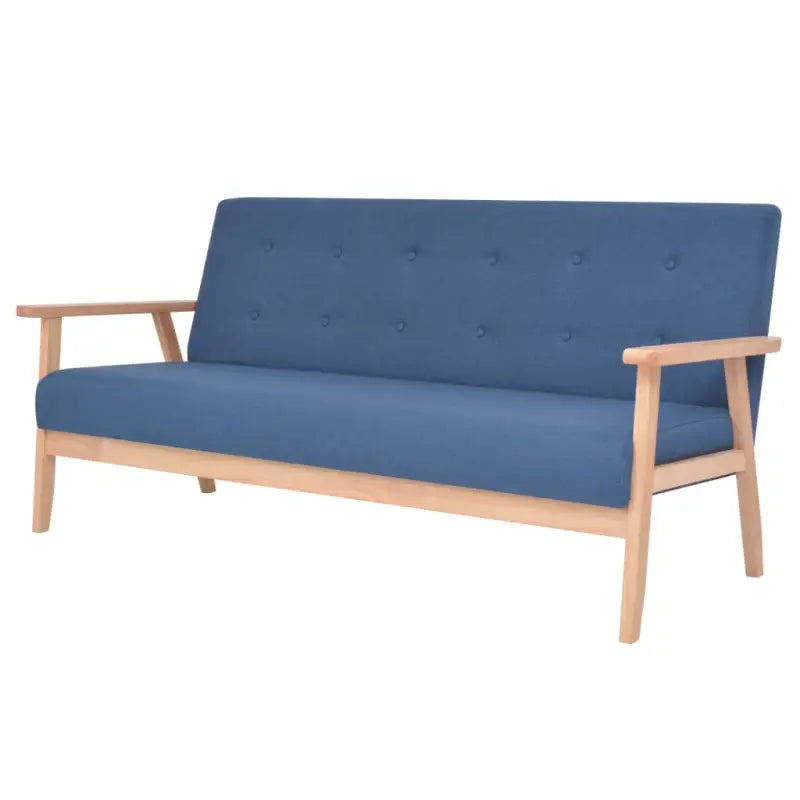 Banken set met comfortabele zitting en stijlvolle hoogte armleuning - Blauw / Driezitsbank - Banken