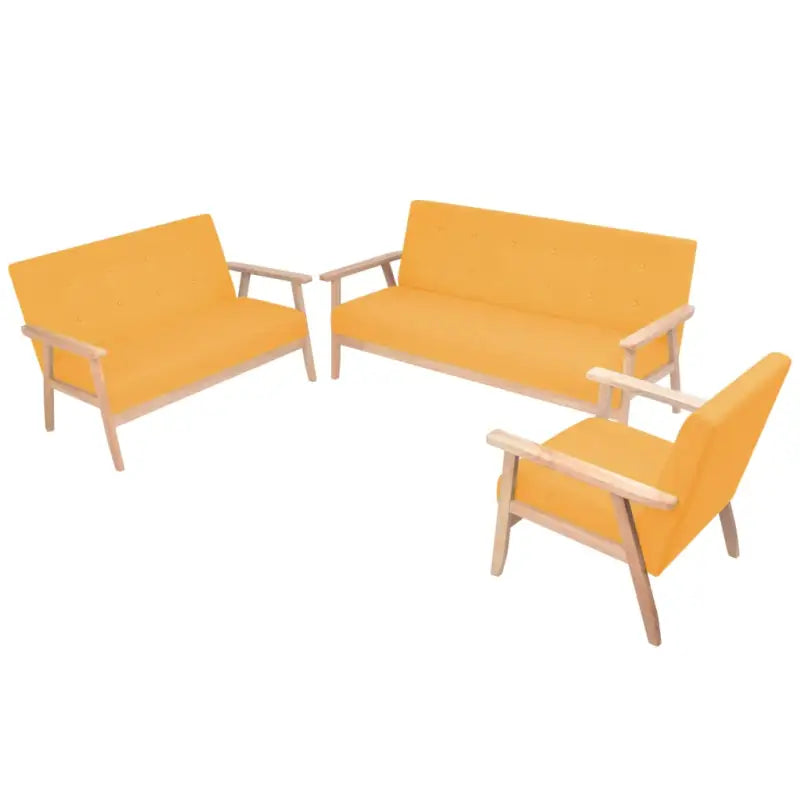 Banken set met comfortabele zitting en stijlvolle hoogte armleuning - Geel / Fauteuil + tweezitsbank + driezitsbank