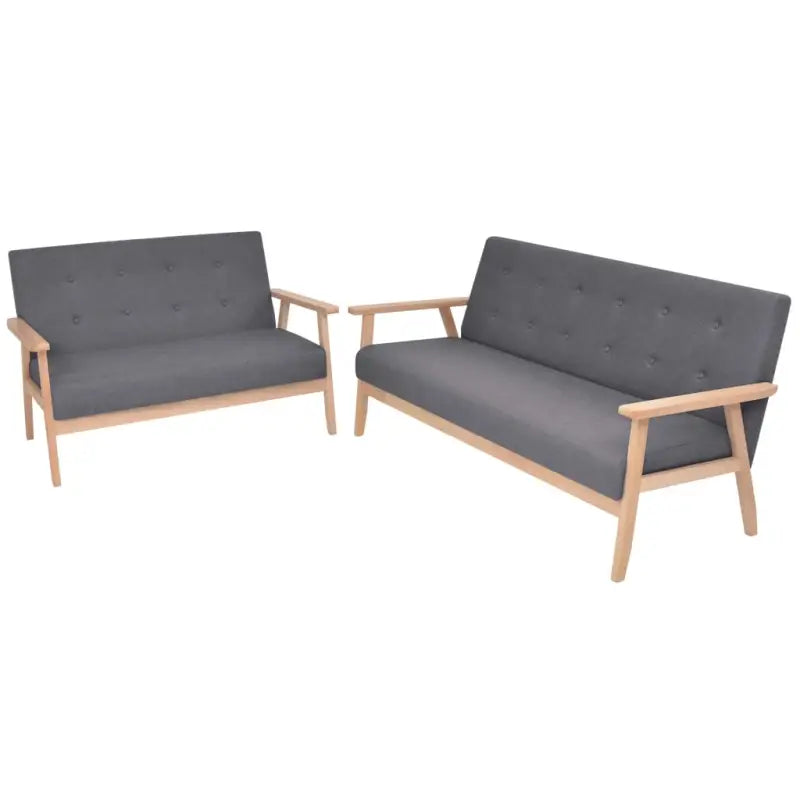 Banken set met comfortabele zitting en stijlvolle hoogte armleuning - Donkergrijs / 2-zits + 3-zits - Banken