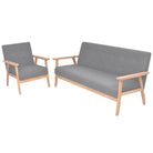 Banken set met comfortabele zitting en stijlvolle hoogte armleuning - Lichtgrijs / Fauteuil + driezitsbank - Banken
