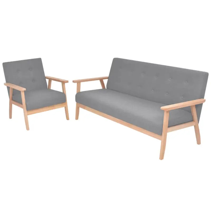 Banken set met comfortabele zitting en stijlvolle hoogte armleuning - Lichtgrijs / Fauteuil + driezitsbank - Banken
