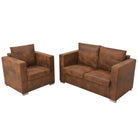 Banken set met houten frame en ruime breedte zitting voor in huis - 1-zitter + 2-zitter - Banken