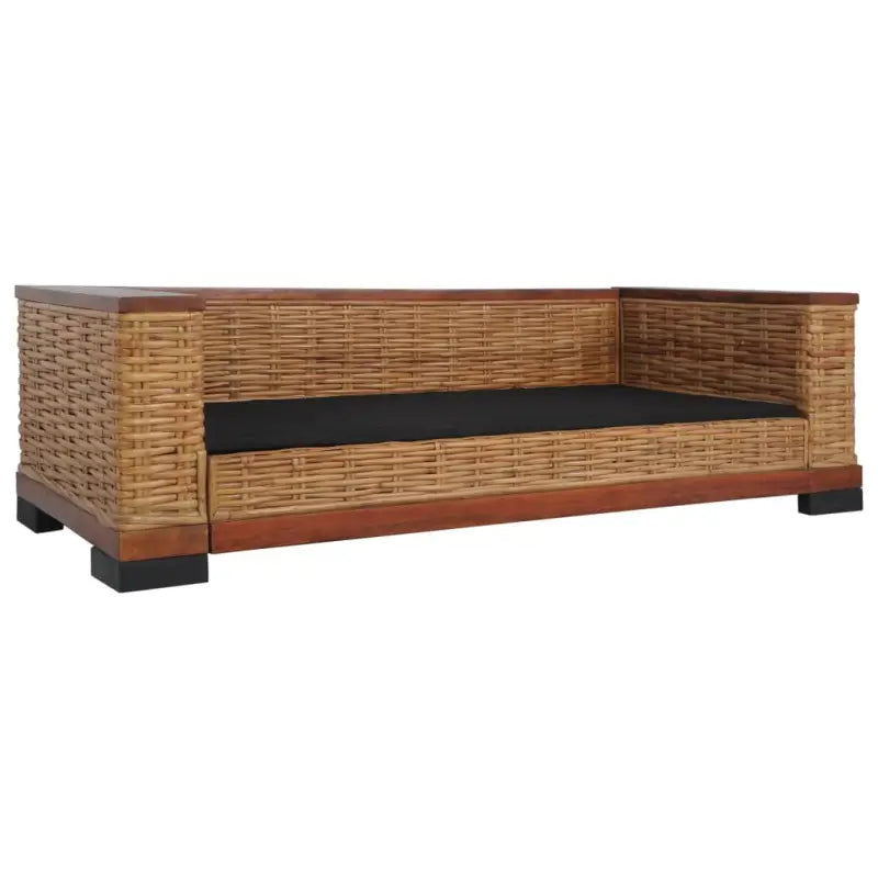 Banken set met natuurlijk rattan en breedte zitting voor binnengebruik - 1-zitter + 3-zitter - Banken