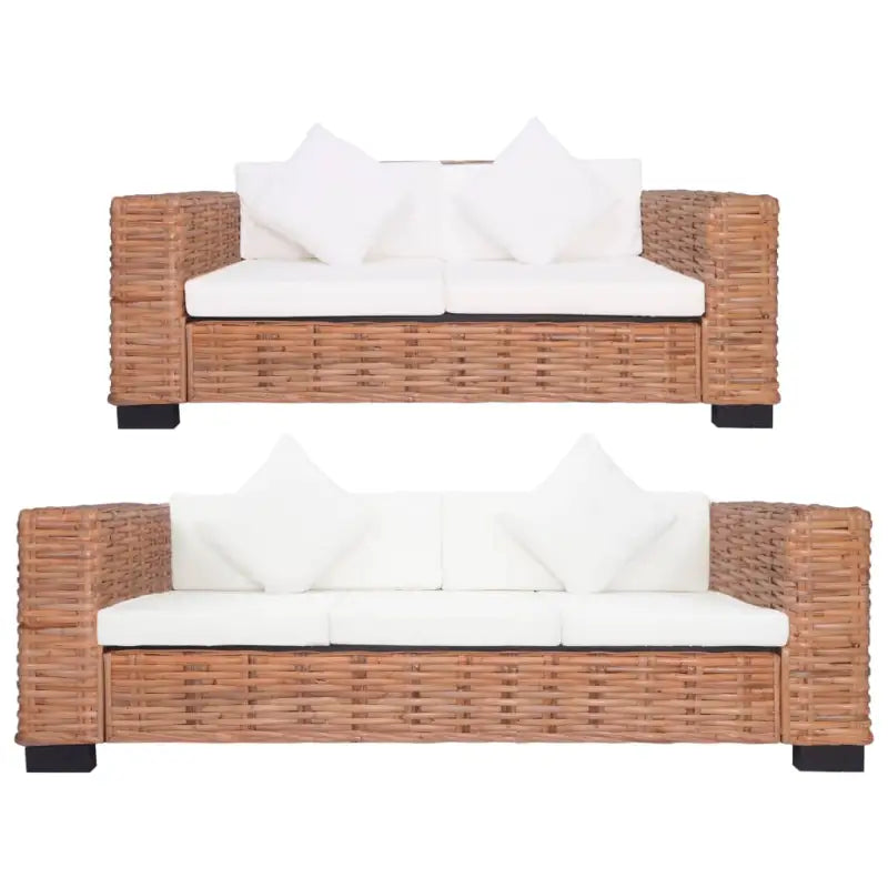 Banken set met natuurlijk rattan levering bevat ruime breedte zitting - 2-zits + 3-zits - Banken