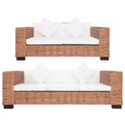 Banken set met natuurlijk rattan levering bevat ruime breedte zitting - 2-zits + 3-zits - Banken