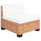Banken set met natuurlijk rattan voor woonkamer of serre levering bevat - 3x hoek + 3x midden + voetensteun + Tafel