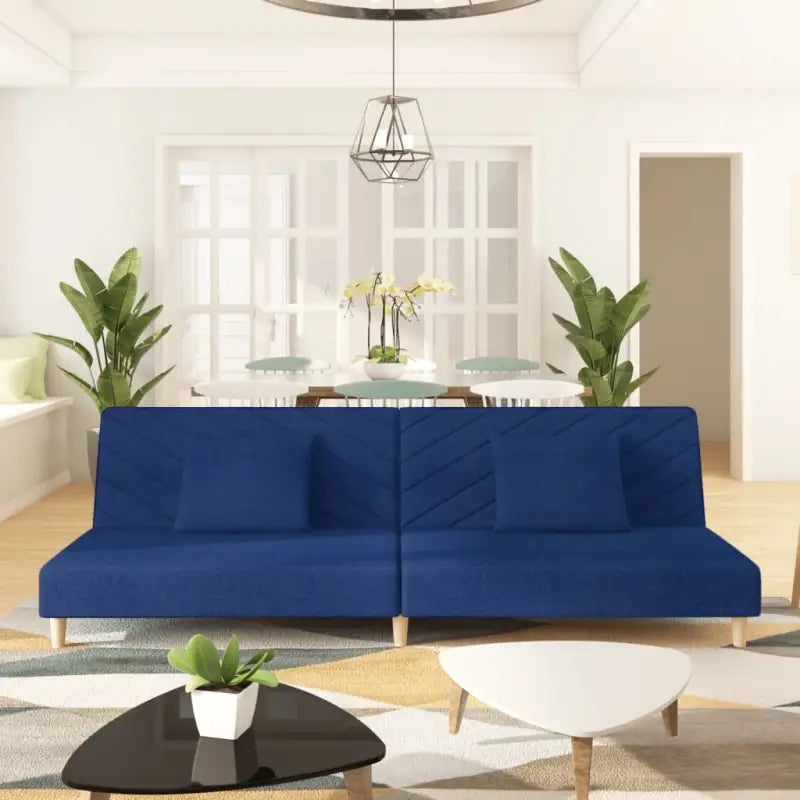 Banken slaapbank met comfortabele zit en totale afmetingen - Blauw / Zonder armleuning - Banken