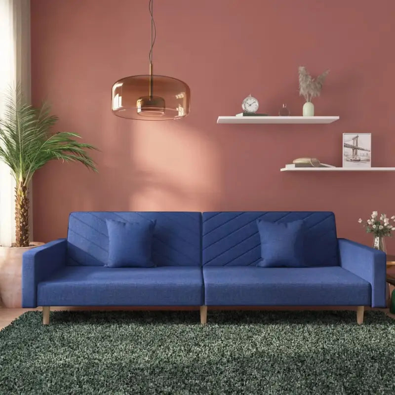 Banken slaapbank met comfortabele zit en totale afmetingen - Blauw / Met armleuning - Banken