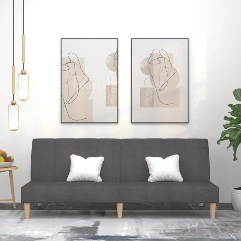 Banken slaapbank met totale afmetingen en hoogte rugleuning for comfortabel slapen - Donkergrijs / Zonder armleuning