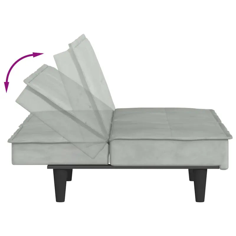 Banken slaapbank met totale afmetingen en luxe fluwelen bekleding - Lichtgrijs - Banken