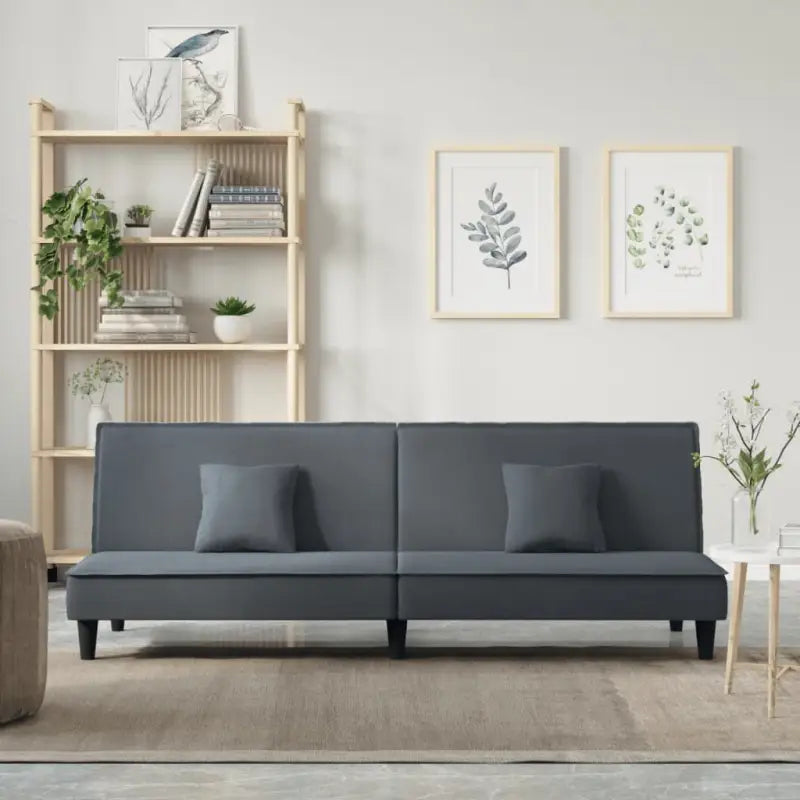 Banken slaapbank met totale afmetingen en zacht fluwelen materiaal - Donkergrijs - Banken