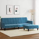 Banken slaapbank met voetenbank en kunststof materiaal vulling - Blauw / Met armleuning - Banken