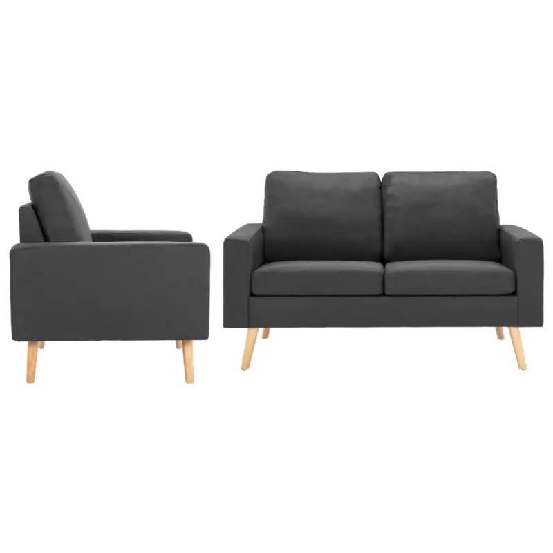 Banken Tweezitsbank met zacht materiaal vulling en comfortabele kussens - Donkergrijs / Fauteuil + tweezitsbank - Banken