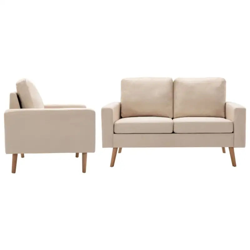 Banken Tweezitsbank met zacht materiaal vulling en comfortabele kussens - Crème / Fauteuil + tweezitsbank - Banken