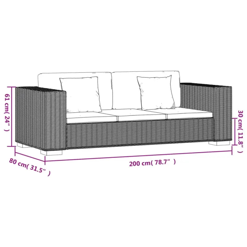 Banken van echt rattan met levering bevat voor stijl en functionaliteit - Bruin / Driezitsbank - Banken