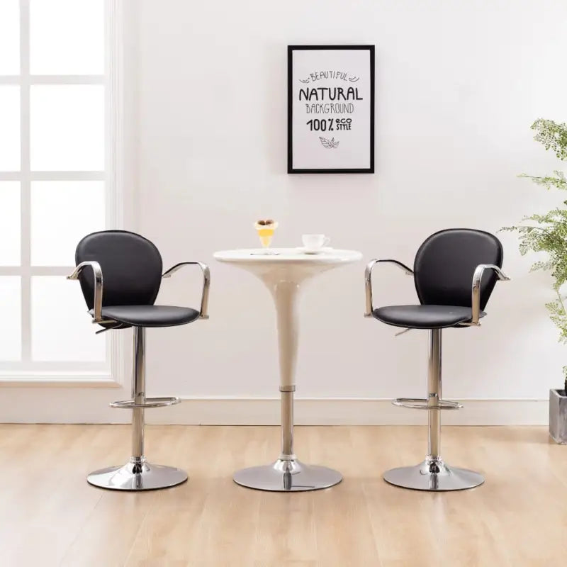 Barkrukken Met Armleuning voor Optimaal Zitcomfort levering bevat eenvoudig te reinigen kunstleer - Zwart / 2