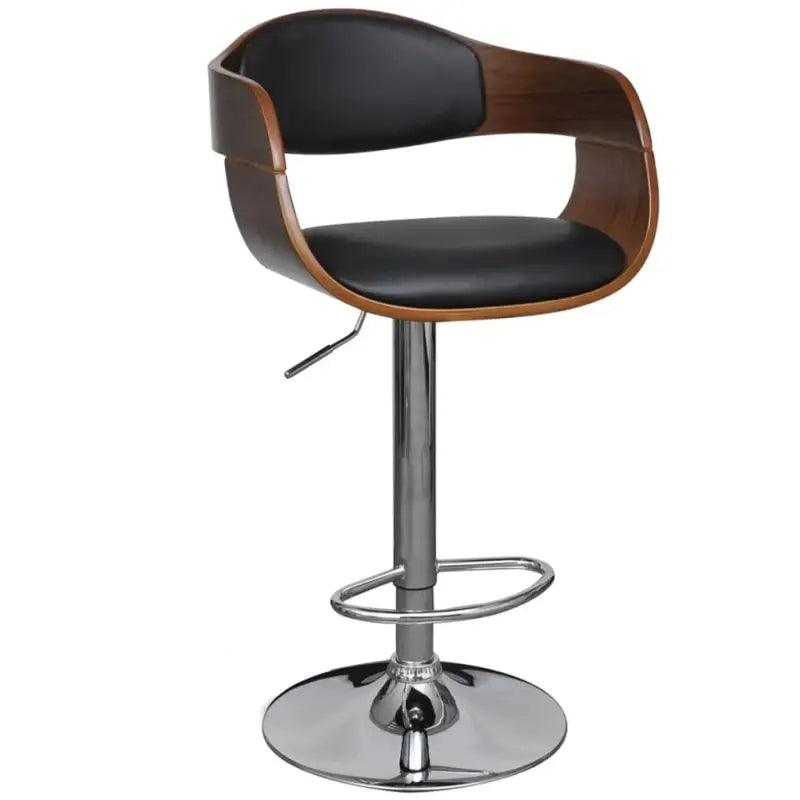 Barkrukken met gebogen hout en levering bevat set van 2 stoelen - Zwart en donkerbruin / 1 - Barkrukken