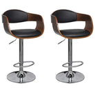Barkrukken met gebogen hout en levering bevat set van 2 stoelen - Zwart en donkerbruin / 2 - Barkrukken