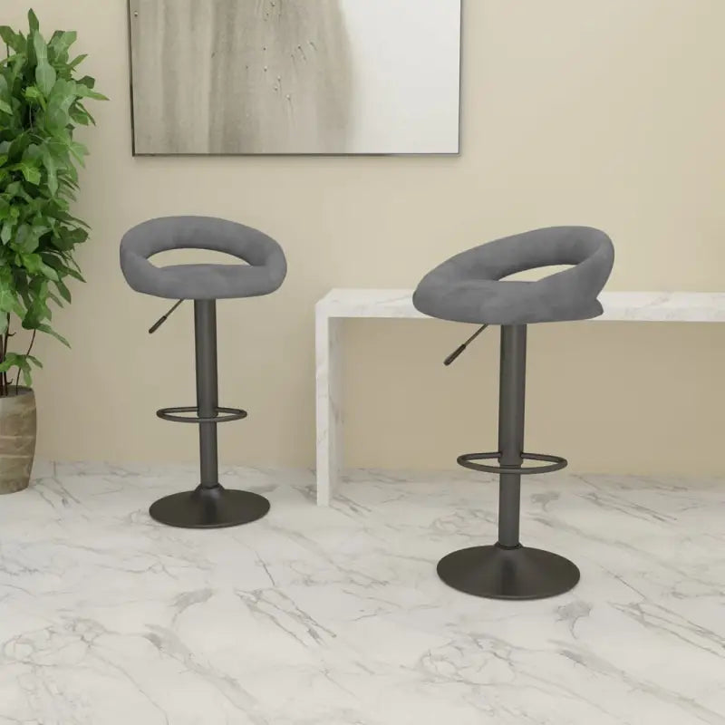 Barkrukken met ingebouwde voetensteun en zacht fluweel comfort - Lichtgrijs / 2 - Barkrukken