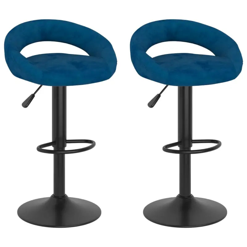 Barkrukken met ingebouwde voetensteun en zacht fluweel comfort - Blauw / 2 - Barkrukken