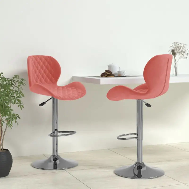 Barkrukken met ingebouwde voetensteun en zacht fluweel voor comfort - Roze / 2 - Barkrukken