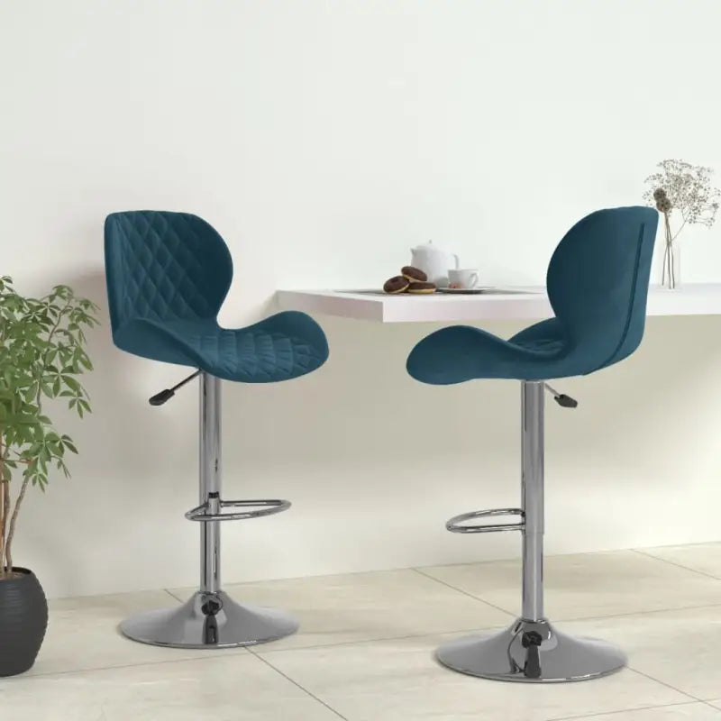Barkrukken met ingebouwde voetensteun en zacht fluweel voor comfort - Blauw / 2 - Barkrukken