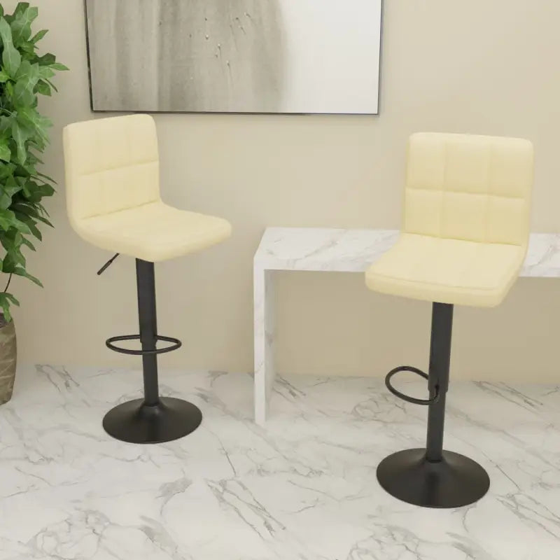 Barkrukken met ingebouwde voetensteun en zacht stof voor optimaal zitcomfort - Crème / 2 - Barkrukken