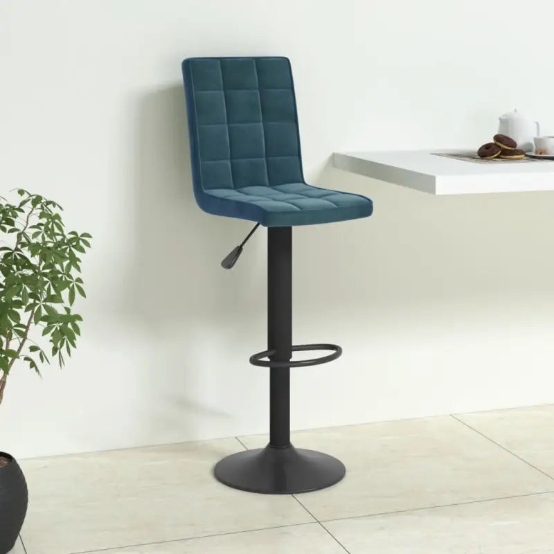 Barkrukken met ingebouwde voetensteun en zachte fluwelen bekleding - Blauw / 1 - Barkrukken