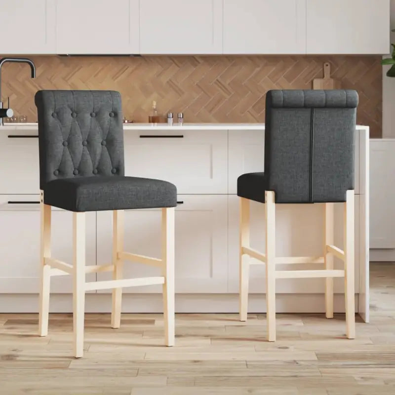 Barkrukken met massief rubberhout en comfortabele rugleuning - Donkergrijs / 1 - Barkrukken