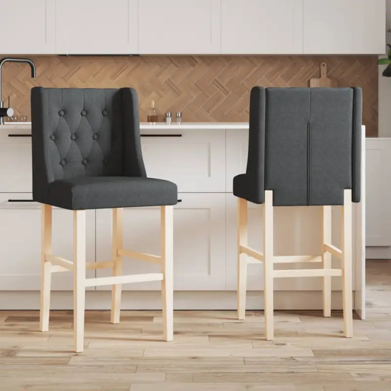 Barkrukken met massief rubberhout en comfortabele rugleuning - Donkergrijs / 1 - Barkrukken