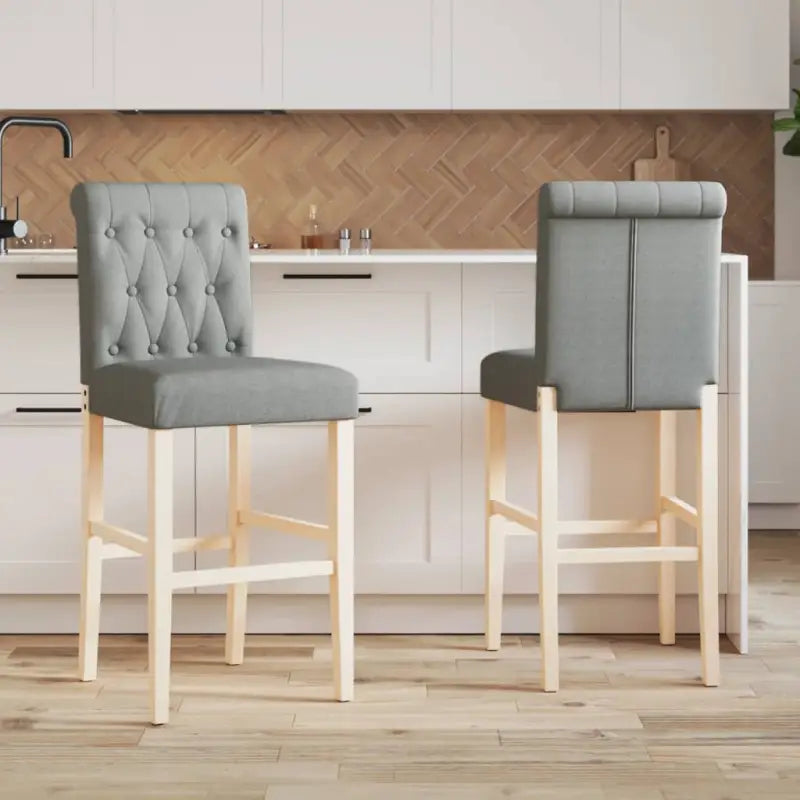 Barkrukken met massief rubberhout en comfortabele rugleuning - Lichtgrijs / 1 - Barkrukken